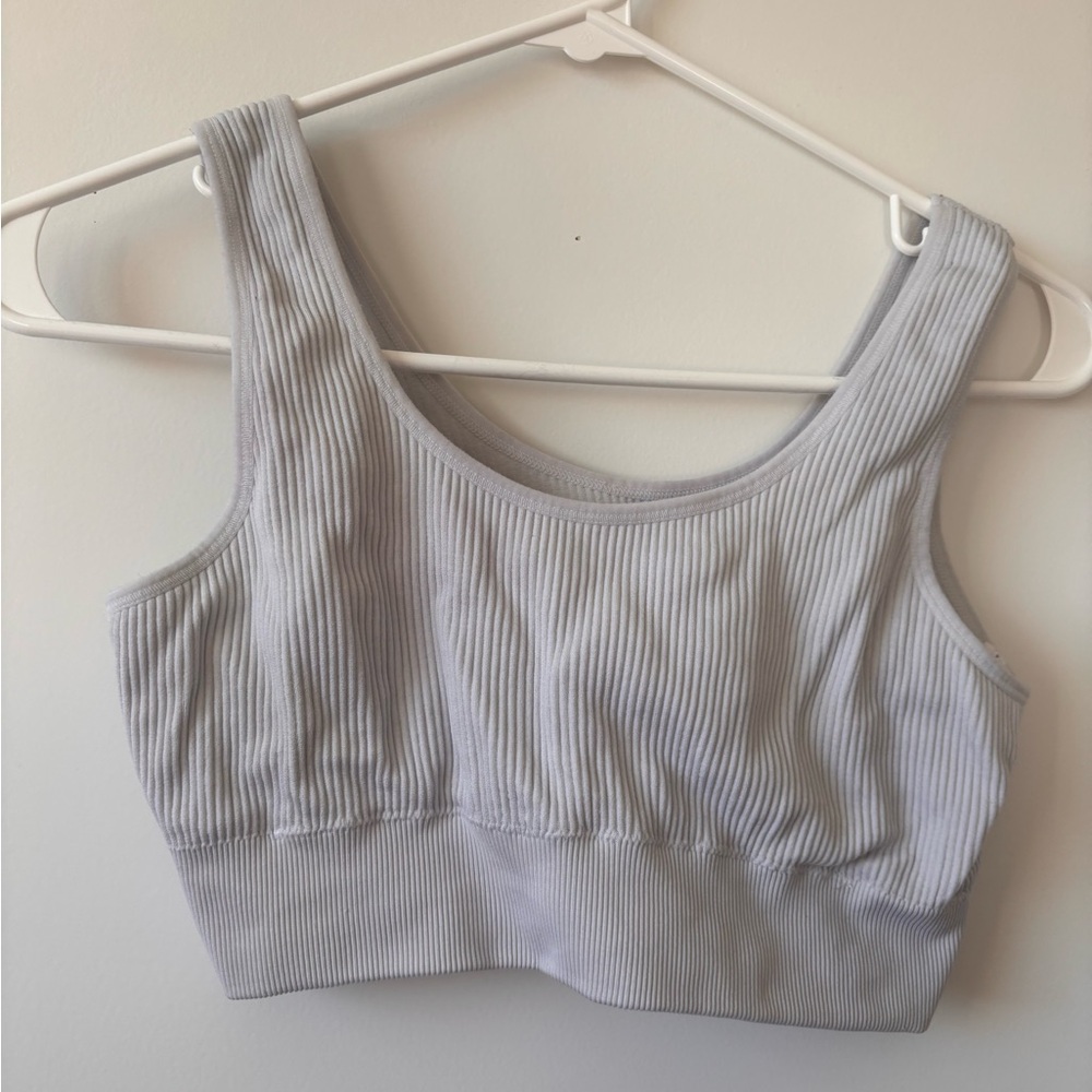 Aerie Offline Light Gray Ribbed Crop Top